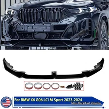 Front Bumper Spoiler Splitter Lip Gloss Black For BMW G06 M-Sport LCI X6 2023-On