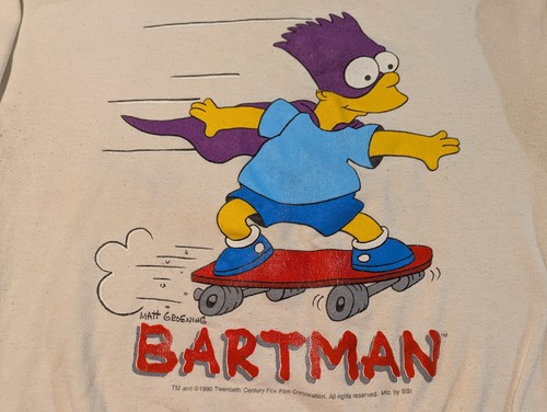 Vintage Simpsons Sweater Mens XL Bart Bartman Skater Crewneck 90s Sweatshirt  - Picture 5 of 16