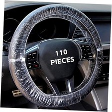 110PCS Disposable Steering Wheel Covers, Universal Plastic Transparent Car