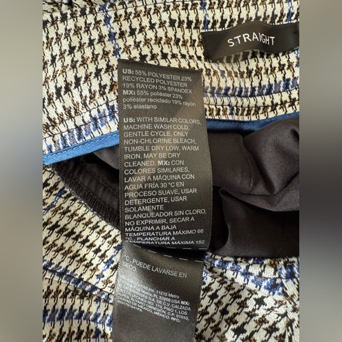 White House Black Market Straight Leg Houndstooth Luxe Plaid Pants Size 10 - Picture 10 of 13