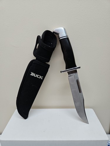 2005 Buck 119 Messer mit feststehender Klinge und schwarzem Phenolgriff & Originalscheide