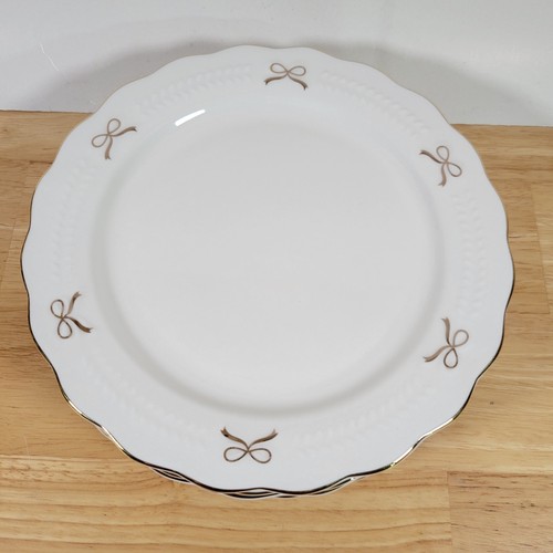 Yedi White With Gold Bow Side Plates - 8 in. diameter - Set of 4 Ceramic - New