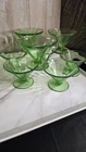 Set of 8 Federal Uranium Glass Sherbet Cups Green Depression Glass UV