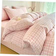 Duvet Cover Set King 100 King 1 Duvet Cover  2 Pillow Shams Pink Plaid