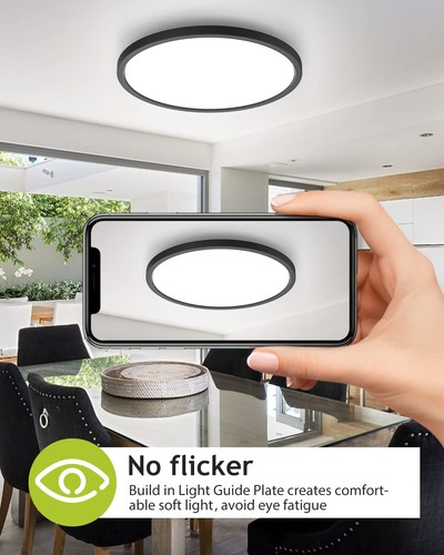 2PACK Flush Mount LED Ceiling Light Fixture Black, 12Inch 28Watt, Dimmable & ... - Picture 5 of 6