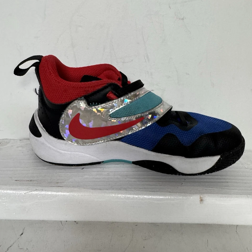 Nike Team Hustle D 11 SE Black Red Blue Basketball Shoes FJ1391-001 Youth 1Y - Image 3 of 4