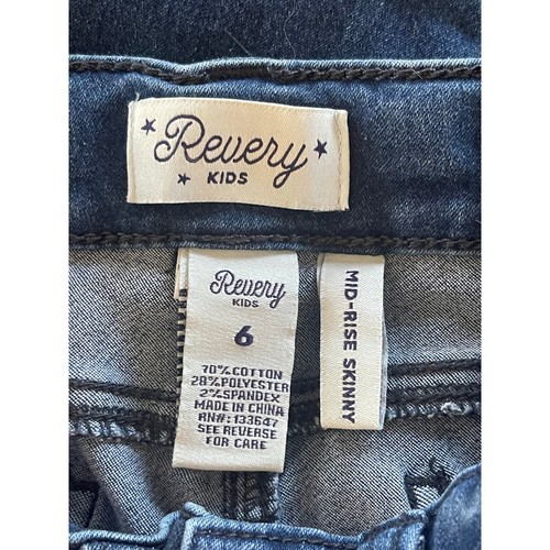 Revery Pants Girls Blue Denim Jeans Embroidered Unicorn Mid Rise Skinny Size 6 - Picture 6 of 6