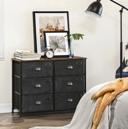 Industrial Fabric Bedside Storage Table Dresser Cabinet Drawers Unit Shelves - Picture 27 of 45