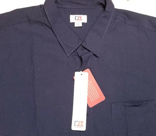 Cutter & Buck Men's Size 3XT Navy Blue Short Sleeve Front Button Shirt- NWT $72 - Picture 3 of 11