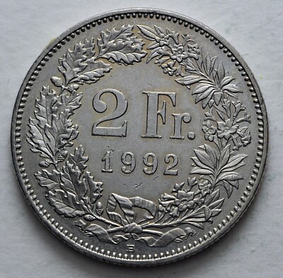 ②スイス フラン ３０フラン 1939 SWITZERLAND - SILVER 2 Francs Coin HELVETIA Symbolizes