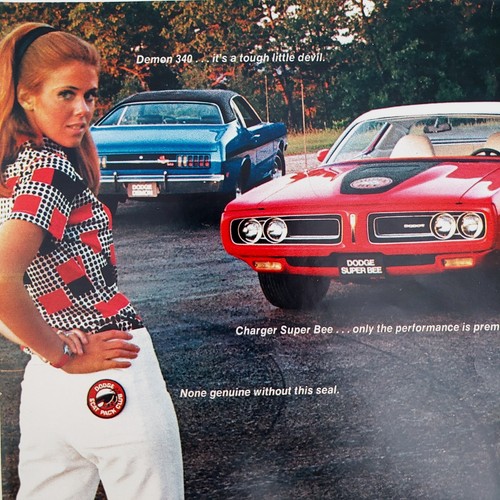 Vtg Framed 8" X 11" Print Ad 1971 Dodge Charger Super Bee Demon 340 Garage Art - Picture 2 of 3