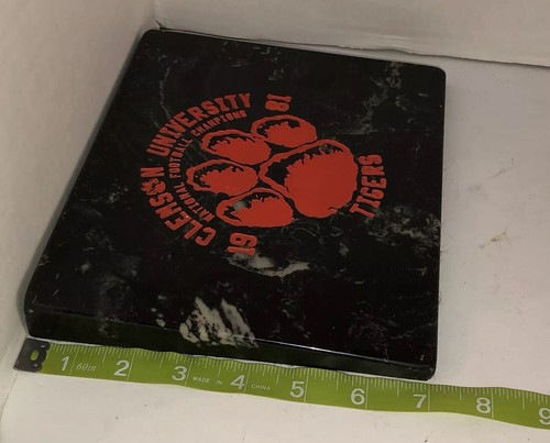 VTG 80s CLEMSON TIGERS 1981 National Football Champions MARBLE Display Plaque - Picture 10 of 12