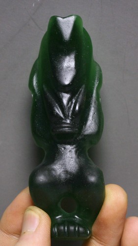 9.4CM Hongshan Culture Green Crystal Sun God Helios Sun-God Amulet Pendant