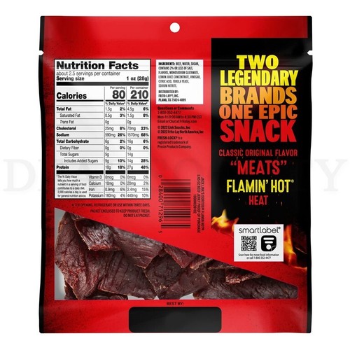 Jack Links Doritos Flamin' Hot Beef Jerky 2.65oz Lot of 6 Bags - Picture 3 of 3