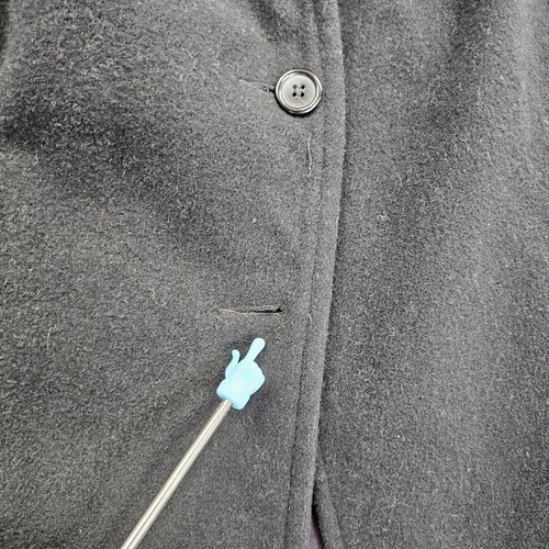 Stephanie Mathews Womens Trench Coat 9/10 Black Wool Nylon Jacket Winter Outdoor - Picture 2 of 16