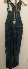 We The Free People Blue Jean Denim Bib Overalls Straight Leg Size 24