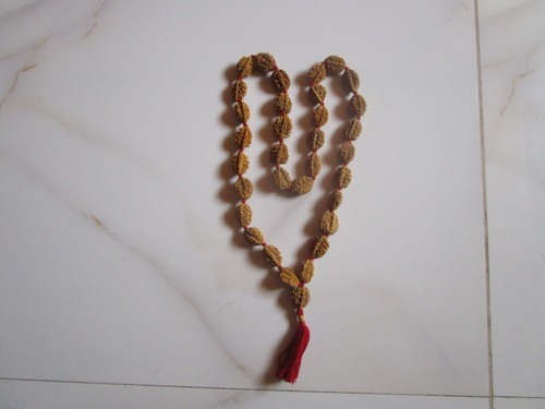 Natürliche Rudraksha Kantha Rosenkranz Halskette, 33 Perlen, 2 Gesichter, 30" Länge, Perlen - Bild 14 von 16