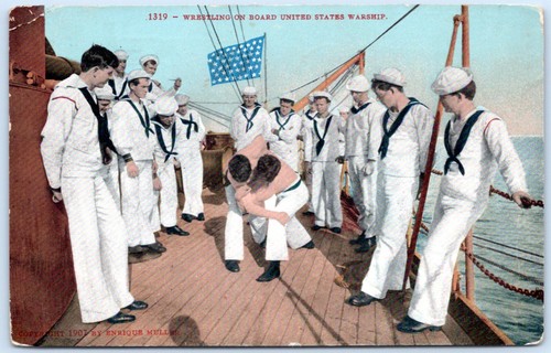AK Matrosen Ringen an Bord USA Kriegsschiff US Navy 1910er C35