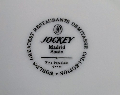 World's Greatest Restaurants "JOCKEY, MADRID, SPAIN" Demitasse Cup & Saucer - Picture 5 of 5