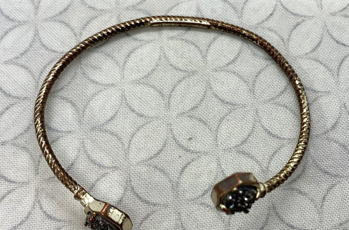 Kendra Scott Jamie twist Cuff Bracelet Platinum Drusy Gold tone Extremely Used - Picture 2 of 13