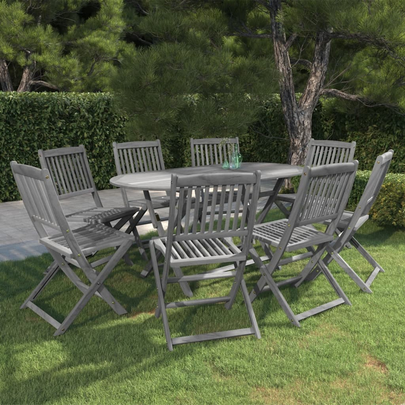 Swpsd 9 Piece Patio Dining Set Garden Coffee Table & Chairs Set Bistro W3K4