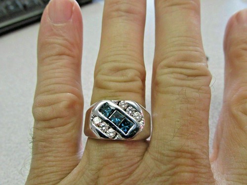 2 CT Princess Cut Lab-Created Blue Topaz Men's Wedding Ring 925 Sterling Silver - Picture 2 of 7