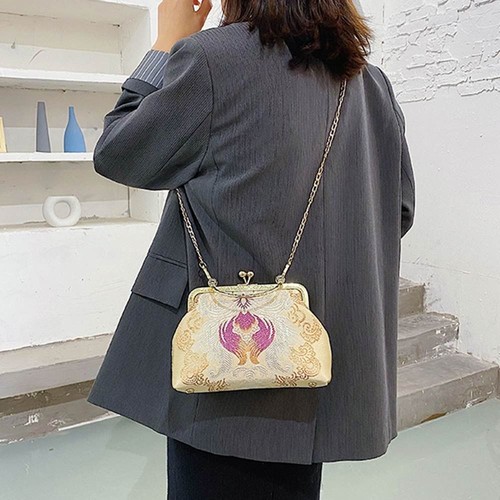 Shell Shaped Embroidered Bags Floral Embroidered Shopping Tote Handbags Women - Picture 6 of 12