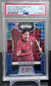 2018 Panini World Cup Prizm Heung Min Son Blue Lazer #/125 PSA 9