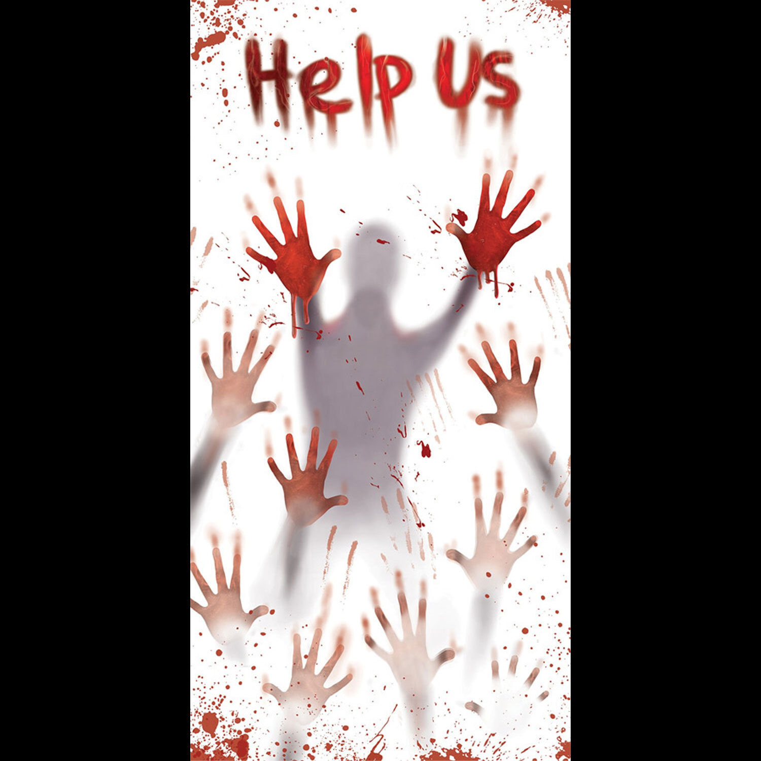 60/" Zombie Hanging Door Cover Bloody Help Us Scary Halloween Decoration Decor