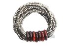 Women’S Bali Bracelet – Hematite10-Strand 2-3mm Glass Beads Elastic 6.5-7.5 inch