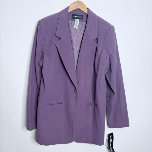 NWT Sag Harbor Blazer Purple Wool Blend Flannel One-Button Suit Jacket Size 16 - Bild 1 von 8