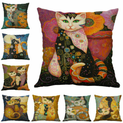 18" Fashion Vintage Cat Cotton Linen Pillow Case Throw Cushion Cover Home Decor 18" Fashion Vintage Cat Cotton Linen Pillow Case Throw Cushion Cover Home Decor