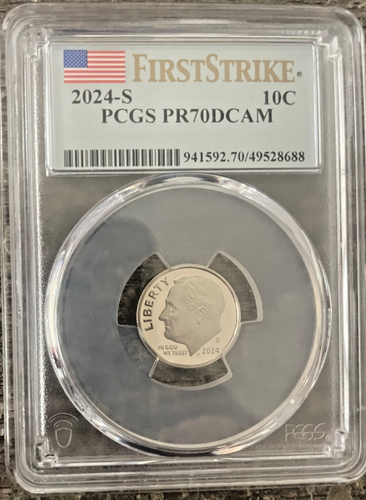 2024-S 10c CLAD PCGS PR70DCAM ROOSEVELT DIME PROOF DEEP CAMEO FIRST STRIKE PR70