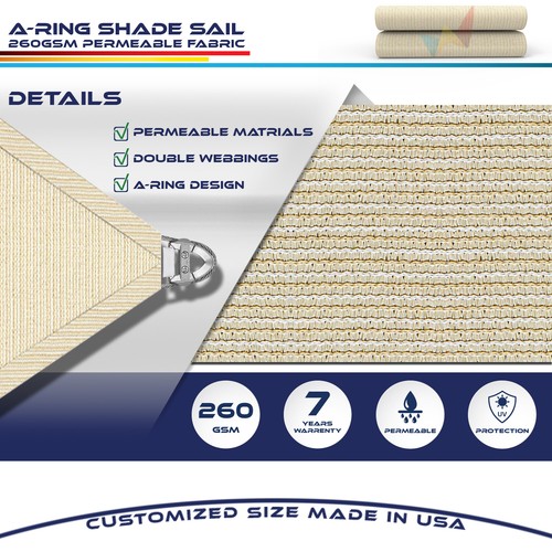 24x24' Sun Shade Sail Heavy Duty Awning Garden Yard Canopy Cover w/ Steel Wire - Picture 2 of 19