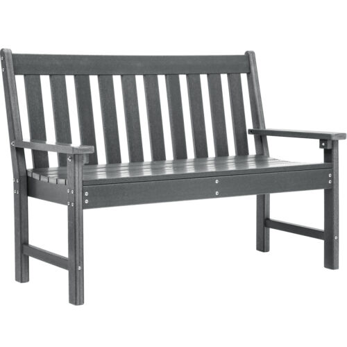 TAUS Outdoor Bench All Weather HDPE+Iron Garden Bench for 2-3 Persons for Porch