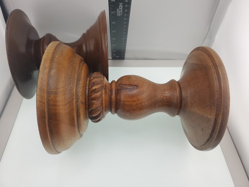 Pottery Barn Oxford Wood Turned Large & Small Pillar Candle Holders Beautiful  - Bild 14 von 14