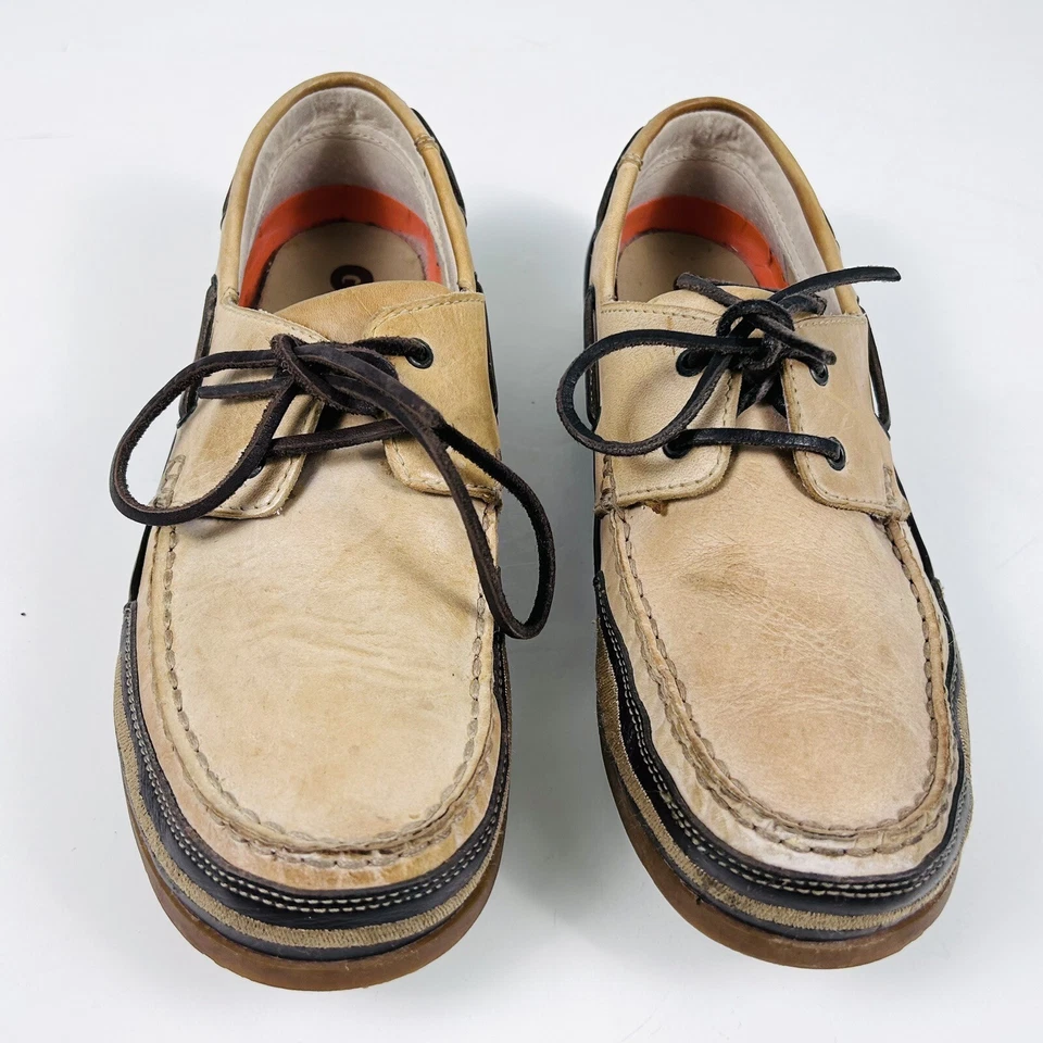 GBX Calzado Talla 10 M Zapatos de Barco Beige Cuero Con Cordones Informales 131464 con Caja Foto 3 de 4