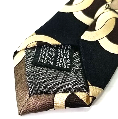 Steven Land Luxury Tie Geometric Interlocking Circles Silk Necktie 61" x 4" - Picture 8 of 9