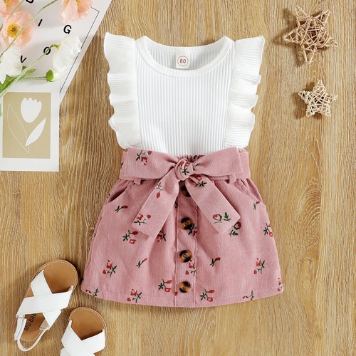 Toddler Girls Outfits Clothes Casual Party T-shirt Tops+Skirts Shorts Dress Set - Picture 8 of 11