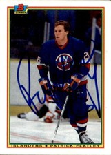 Patrick Flatley Signed Autographed 90/91 Bowman card New York Islanders