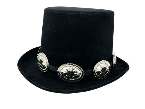 Coachman Hat Steel Concho Leather Hat Band Vintage Wool Victorian Mad Hatter - Picture 8 of 14