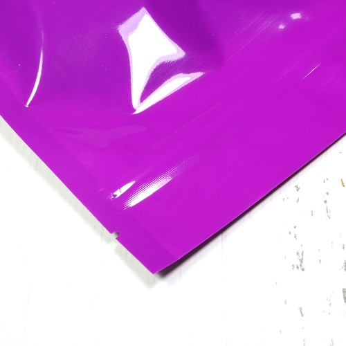 Sacchetti richiudibili in polietilene mylar viola stand up molte dimensioni con finestra trasparente - Foto 3 di 5
