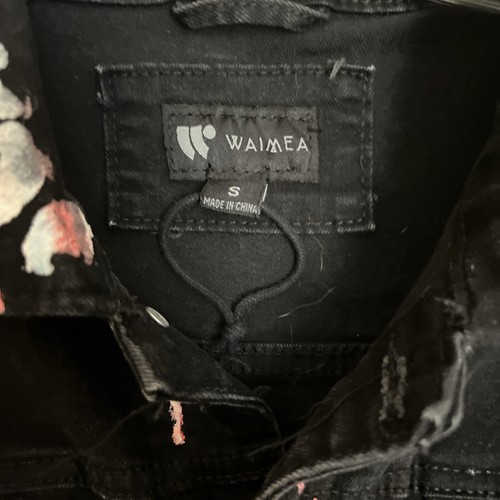 NWOT~WAIMEA~UNISEX~Black Paint Splatter Denim Stretch Pockets Jacket Size S - Picture 5 of 9