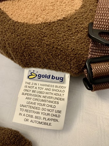 Gold Bug Child Safety Harness Monkey Plush Brown Cute With Snack Pocket - Picture 4 of 8