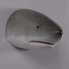 Great White Shark Head Wall Decor Statue Resin Aquatic Theme Display Prop Decor