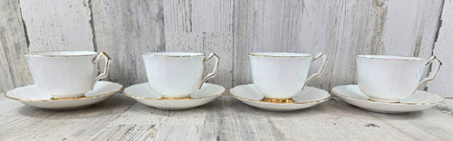 Aynsley Golden Crocus 4 Cups & Saucers Bone China Made In England
