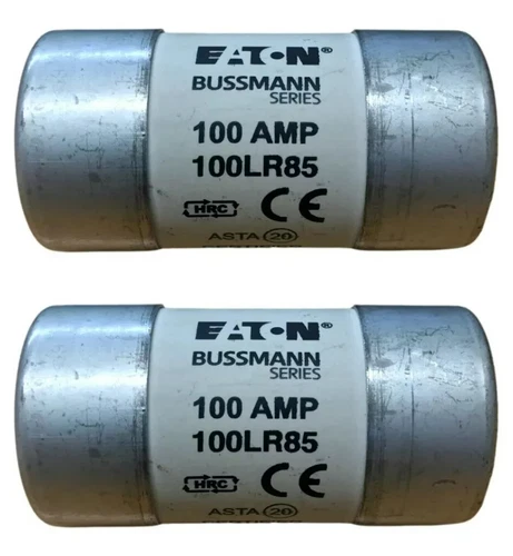 2 x Eaton 100LR85 Bussmann House Service Cut Out Fuses - 100 Amp