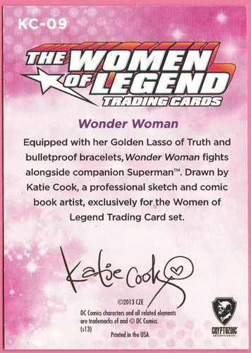 DC Comics: The Women of Legend Chase Card. #KC-09. Wonder Woman by Katie Cook. - Picture 2 of 2