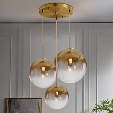 Gradient Gold Glass Chandelier 3-Light Cluster Pendant Lamps Lighting Fixtures