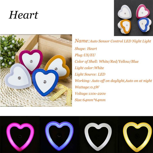0.5W LED Night Light Mini Cute Wall Plug-in Auto Sensor Lamp Bedroom 110V 220V - Picture 15 of 16